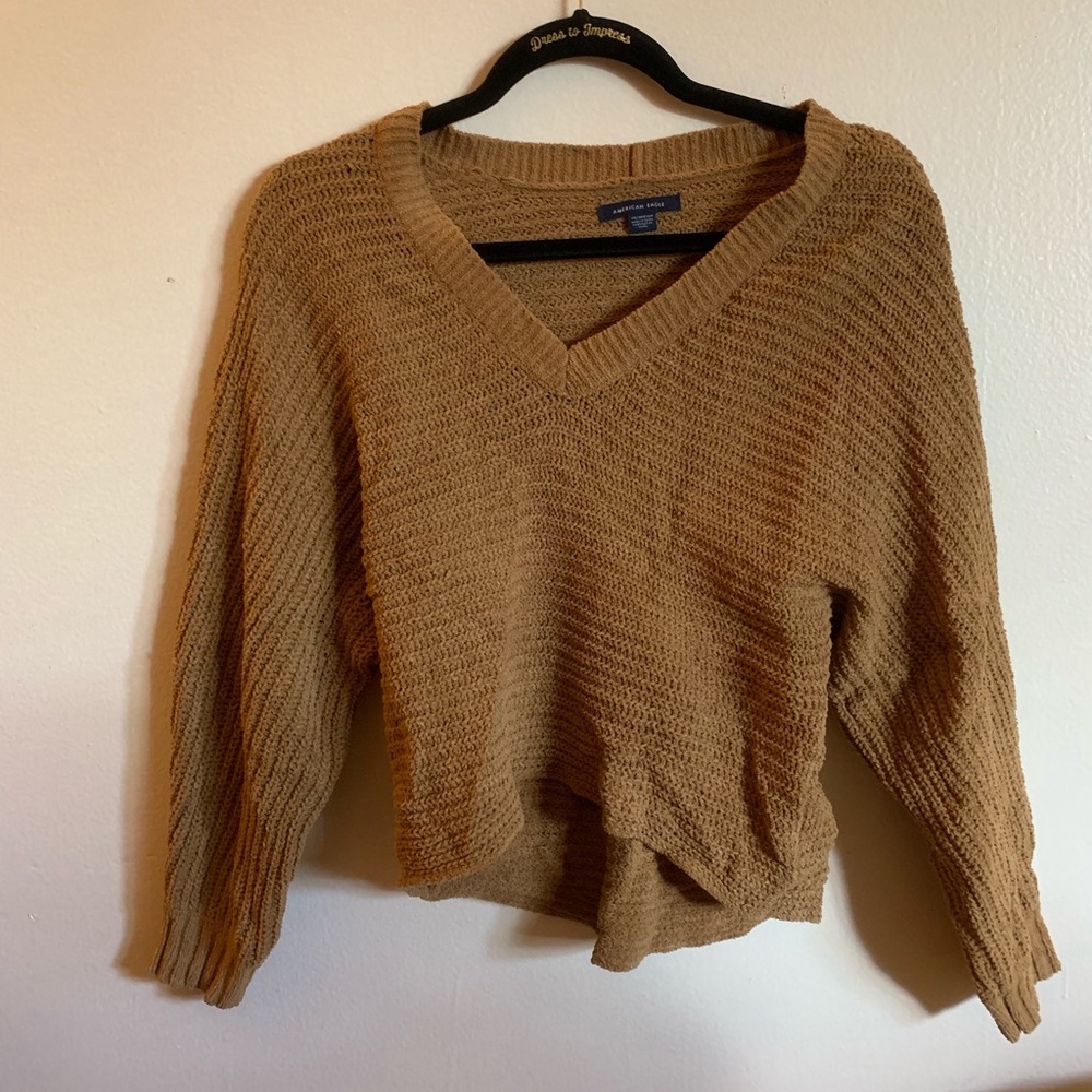 Burnt Orange Knit V-Neck Sweater